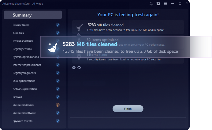 Advanced SystemCare PC Clean up