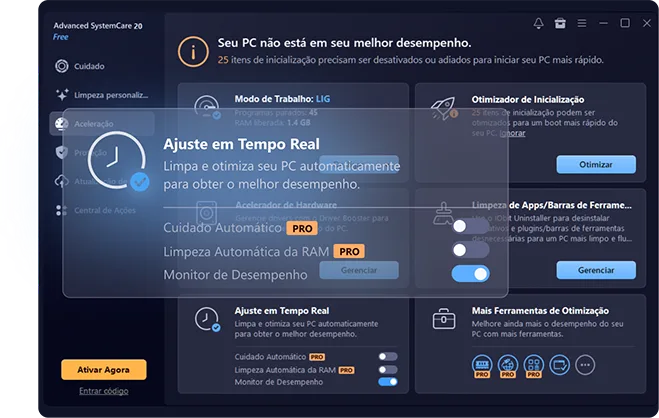 Ajuste em tempo real para PC com Advanced SystemCare