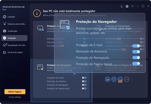 Advanced SystemCare Free - Proteção do Navegador