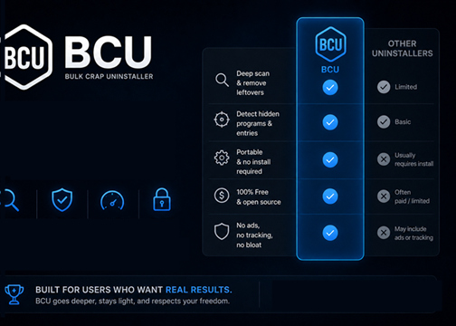 Bulk Crap Uninstaller Unique Advantages