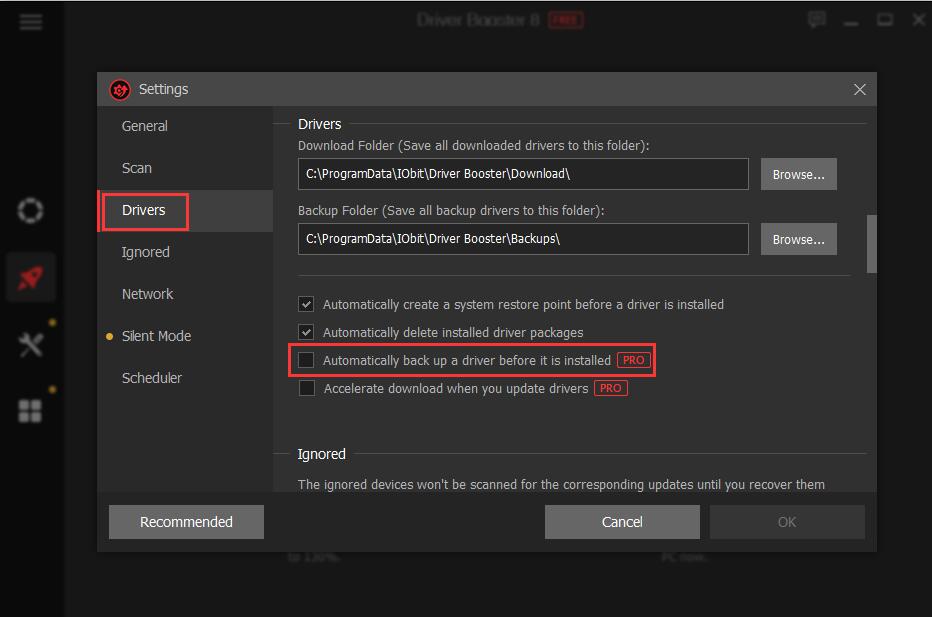 auto backup settings