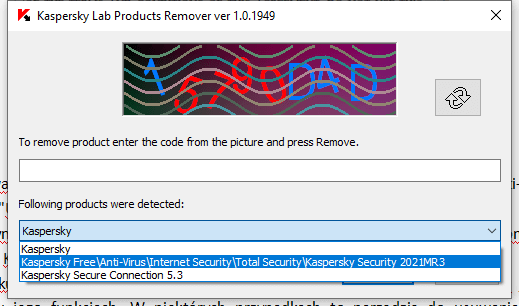 odinstalowanie program kaspersky