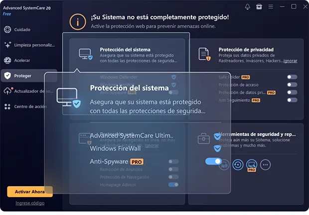 Advanced SystemCare - Protección del sistema