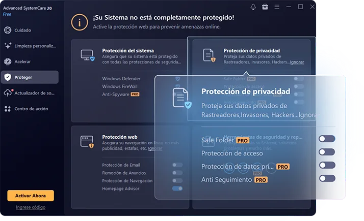 Advanced SystemCare - Protección de la privacidad