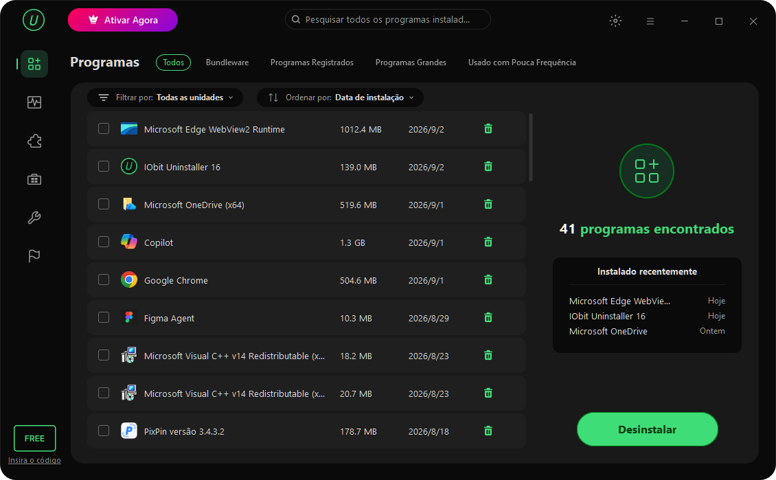 Localizar um programa para desinstalar