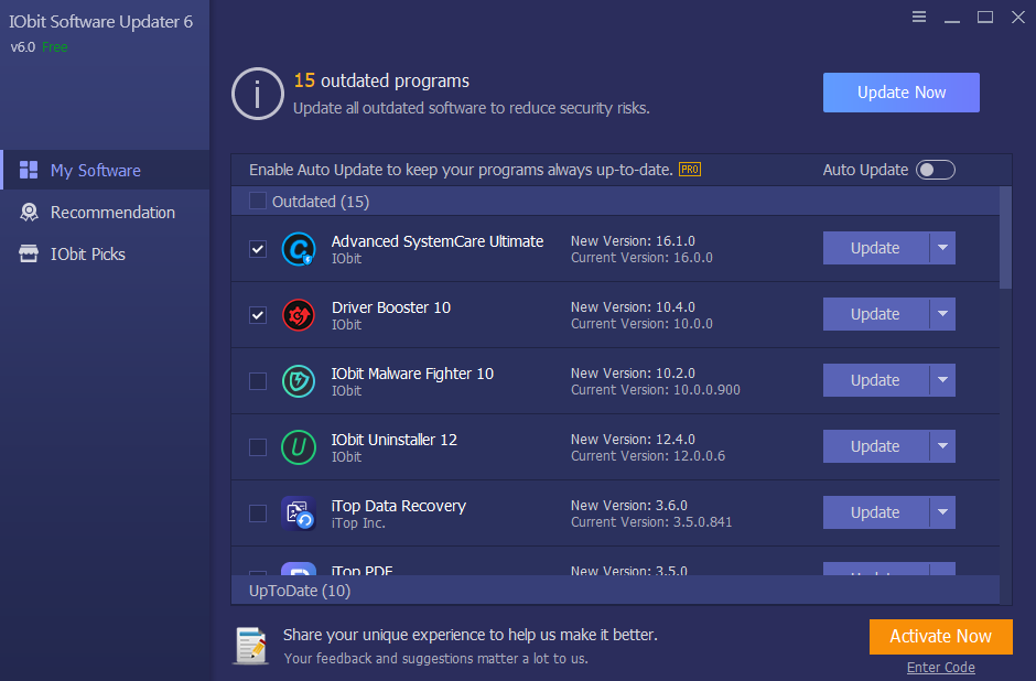 نرم افزار IObit Software Updater