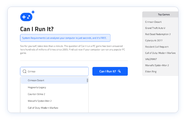 Can I Run It Test Step 1