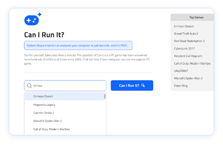 Can I Run It Test Step 1